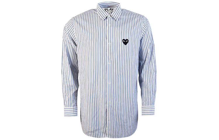 Comme Des Garçons CDG Play Striped Long Sleeve Polo Shirt Blue - AZ-B006-051-1