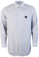 Comme Des Garçons CDG Play Striped Long Sleeve Polo Shirt Blue - AZ-B006-051-1 Comme Des Garçons CDG Play Striped Long Sleeve Polo Shirt Blue - AZ-B006-051-1