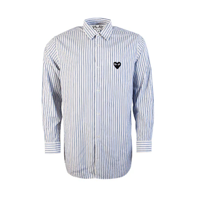 Comme Des Garçons CDG Play Striped Long Sleeve Polo Shirt Blue - AZ-B006-051-1