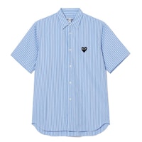 Comme Des Garçons CDG Play Striped Short Sleeve Casual Shirt Light Blue Everyday Wear. AZ-B022-M Comme Des Garçons CDG Play Striped Short Sleeve Casual Shirt Light Blue Everyday Wear. AZ-B022-M