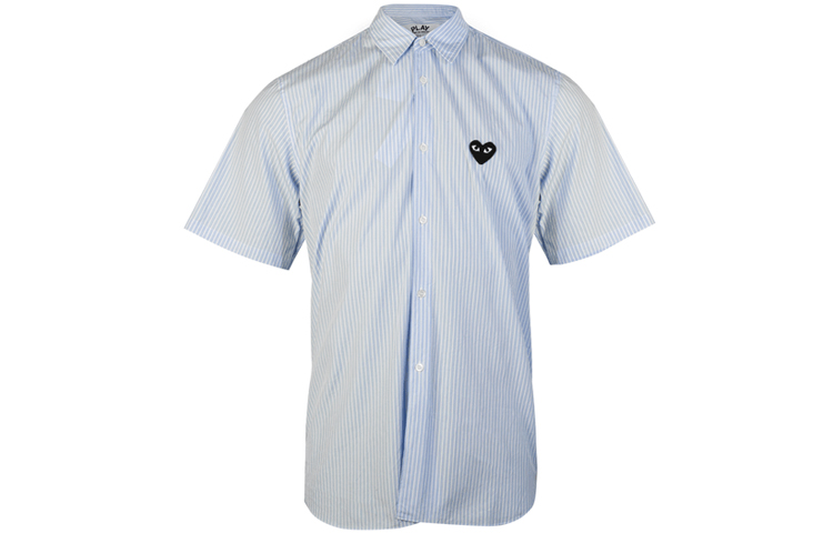 Order Comme Des Garçons CDG Play Striped Short Sleeve Casual Shirt Light Blue  Everyday Wear. AZ-B022-M