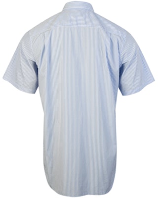 Comme Des Garçons CDG Play Striped Short Sleeve Casual Shirt Light Blue Everyday Wear. AZ-B022-M Lookbook Comme Des Garçons CDG Play Striped Short Sleeve Casual Shirt Light Blue Everyday Wear. AZ-B022-M