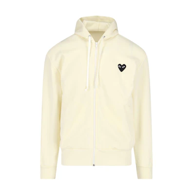 Comme Des Garçons CDG Play Unisex Yellow Hoodie Jacket with Solid Logo Design. AX-T254-051-3