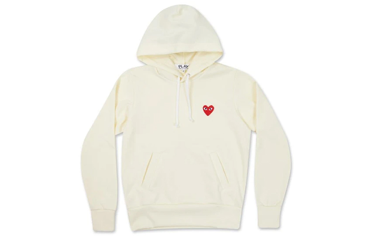 Order Comme Des Garçons CDG Play White Hoodie Sweatshirt with Red Heart Logo for Men. AZ-T174-051-3