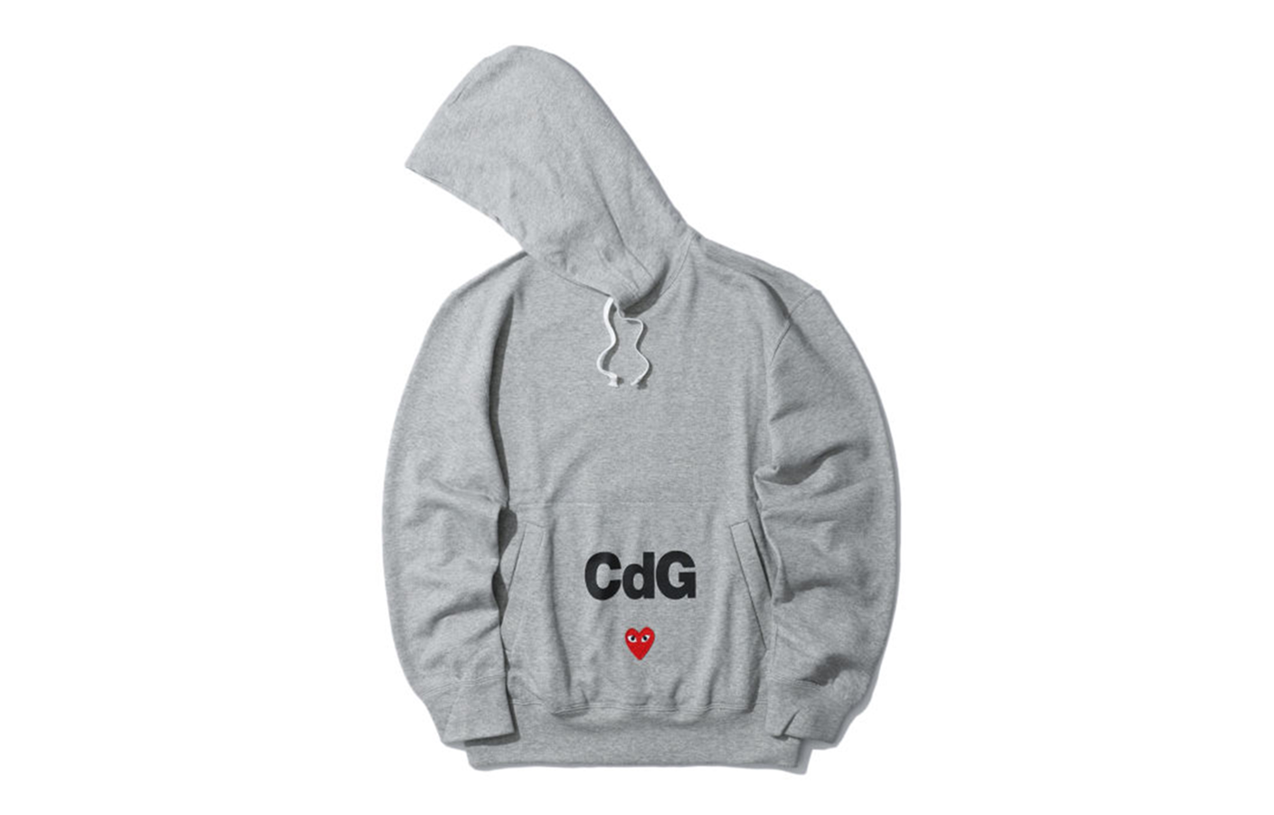 Comme Des Garçons CDG Play x CDG "Play Together" Heart Logo Drawstring Hoodie Grey (). AE-T104-051-1