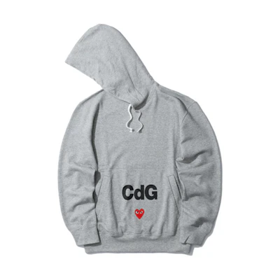Comme Des Garçons CDG Play CDG "Play Together" Heart Logo Drawstring Hoodie Grey (). AE-T104-051-1