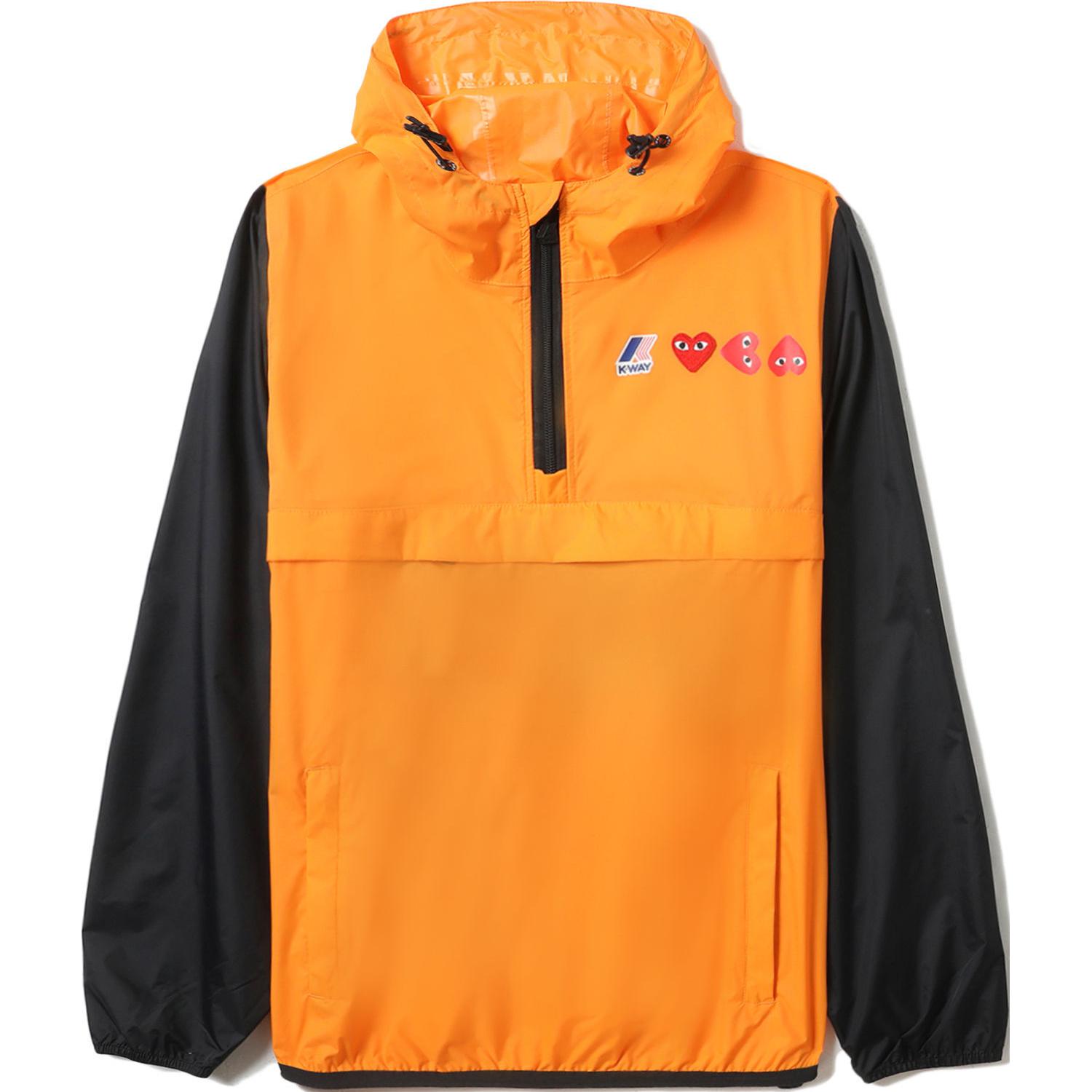 CDG CDG Play K-Way Colorblock Logo Print Hooded Jacket Unisex Orange CPXTPP1J506XKOR