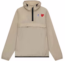 Comme Des Garçons CDG Play x K-Way Half Zip Beige Hoodie Jacket Unisex Logo Pullover. AZ-J502-051-3 Comme Des Garçons CDG Play x K-Way Half Zip Beige Hoodie Jacket Unisex Logo Pullover. AZ-J502-051-3