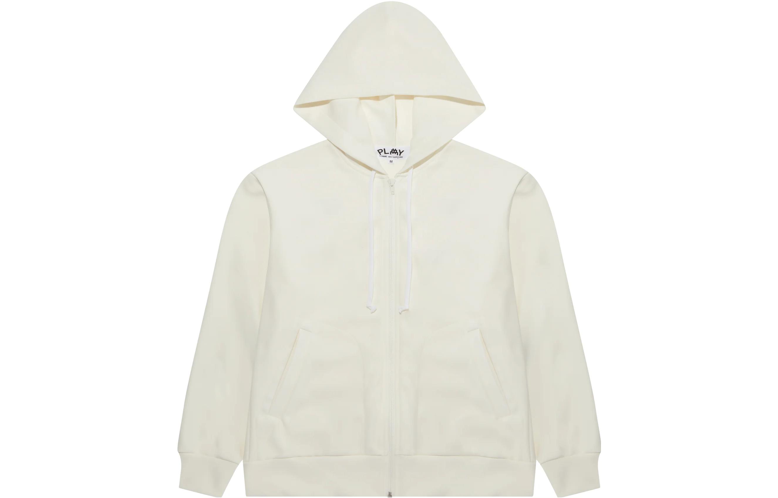 Comme Des Garçons CDG Play THE ARTIST INVADER Embroidered Pixel Heart Zip Hoodie White Men’s. AZ-T334-051-3 圖 2