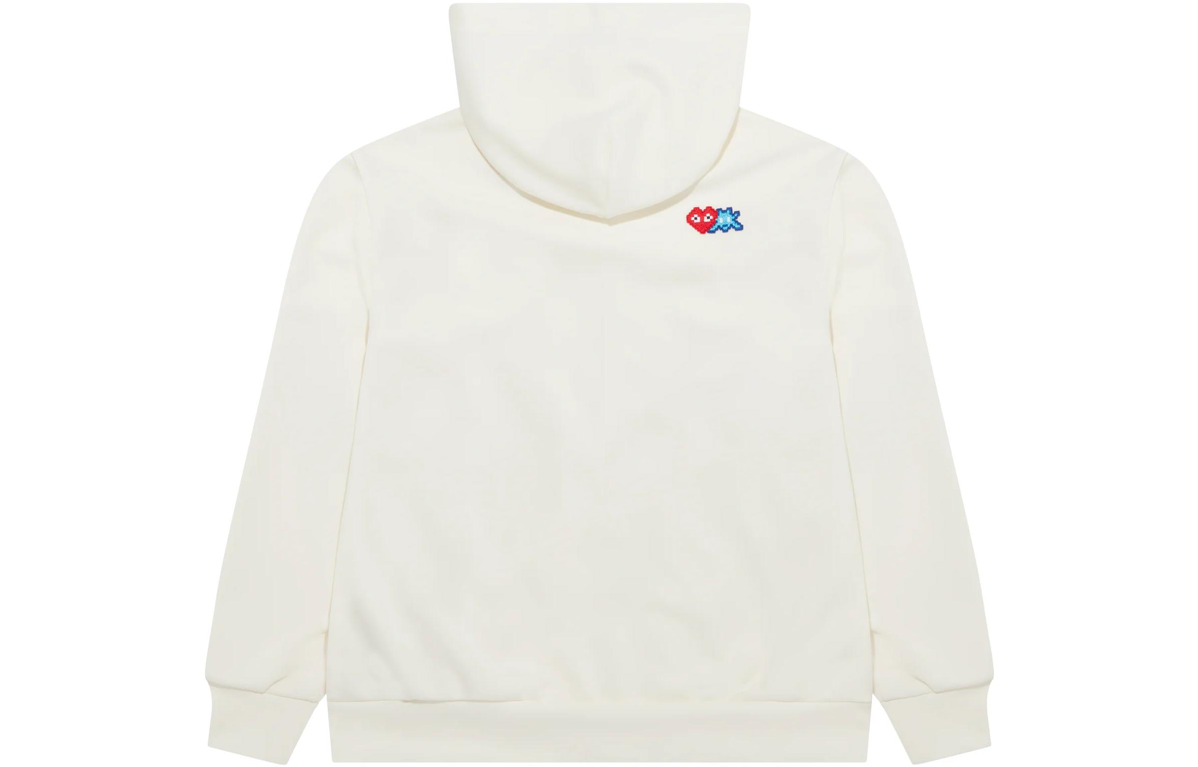 Comme Des Garçons CDG Play THE ARTIST INVADER Embroidered Pixel Heart Zip Hoodie White Men’s. AZ-T334-051-3 圖 3