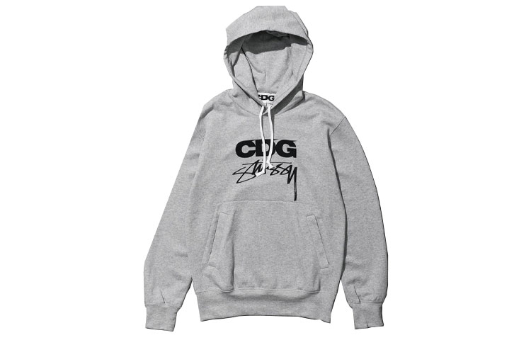 Comme Des Garçons CDG Stussy FW21 Logo Pullover Hoodie Unisex Grey SH-T001-051-A 圖 2