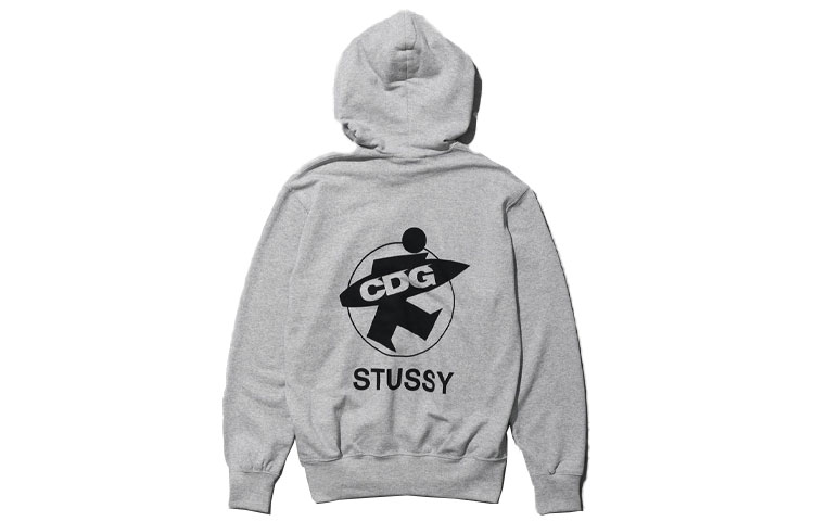Comme Des Garçons CDG Stussy FW21 Logo Pullover Hoodie Unisex Grey SH-T001-051-A 圖 3