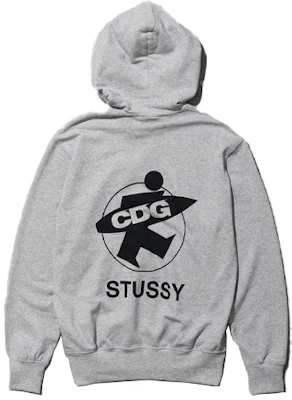 Hoodie Pullover Unisex Kelabu Comme Des Garçons CDG x Stussy FW21 Logo SH-T001-051-A Lookbook Hoodie Pullover Unisex Kelabu Comme Des Garçons CDG x Stussy FW21 Logo SH-T001-051-A