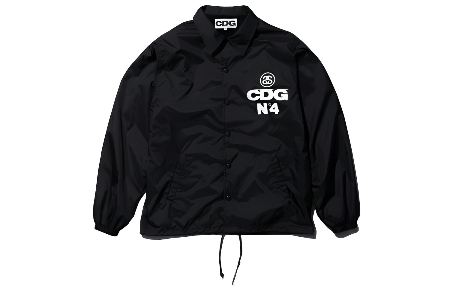 CDG CDG Stussy Logo Print Black Zip-Up Jacket Unisex Collaboration SH-J001