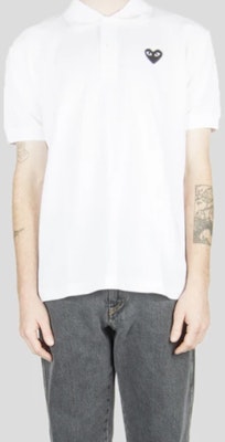 Comme des Garçons Play Black Emblem Polo 'White' Shop Comme des Garçons Play Black Emblem Polo 'White'