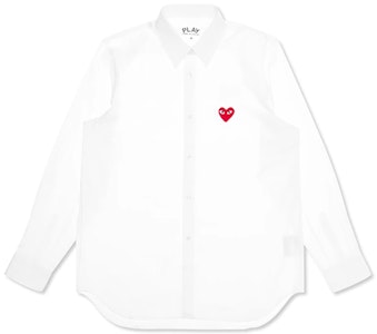 川久保玲 PLAY 紅色標誌鈕扣襯衫「白色」 Buy 川久保玲 PLAY 紅色標誌鈕扣襯衫「白色」