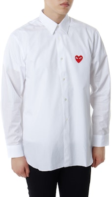 Comme des Garçons Play Red Emblem Button Up Shirt 'White' Lookbook Comme des Garçons Play Red Emblem Button Up Shirt 'White'
