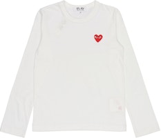 Comme des Garçons Play Red Emblem L/S T-shirt 'White' (WMNS) Comme des Garçons Play Red Emblem L/S T-shirt 'White' (WMNS)