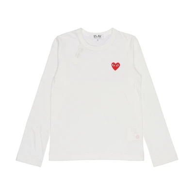 CDG Play Red Emblem L/S T-shirt 'White' (W)