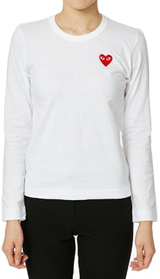 Comme des Garçons Play Red Emblem L/S T-shirt 'White' (WMNS) Lookbook Comme des Garçons Play Red Emblem L/S T-shirt 'White' (WMNS)
