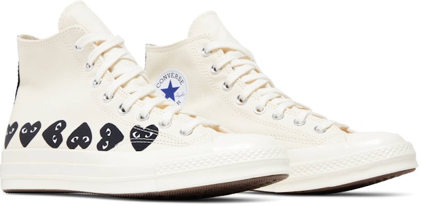 川久保玲PLAY x Converse Chuck 70高帮“多颗爱心-米色黑” A08148C Cheap 川久保玲PLAY x Converse Chuck 70高帮“多颗爱心-米色黑” A08148C