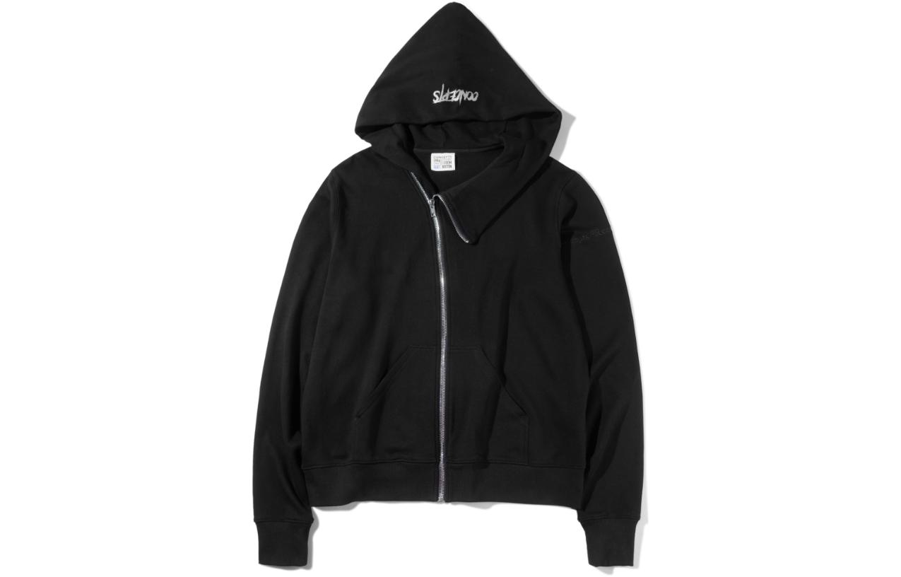 CONCEPTS Solid Color Logo Embroidered Zip Hoodie Unisex - Black CC-22SS-KNT006