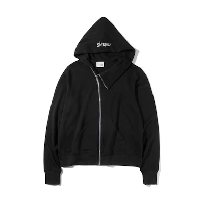 CONCEPTS Solid Color Logo Embroidered Zip Hoodie Unisex - Black CC-22SS-KNT006