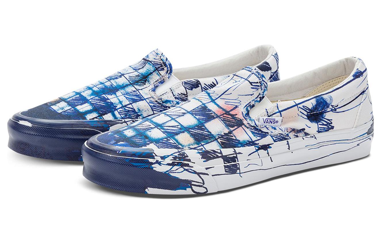 Shop Connor Tingley x Vans OG Classic Slip-On LX 'Checkerboard - Putih Biru' VN0A45JK61P