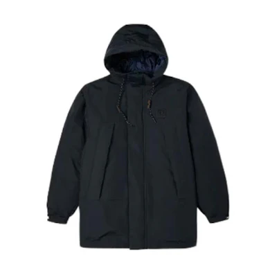 Converse Black Solid Color Zip-Up Hooded Long Sleeve Down Jacket 10023775-A03