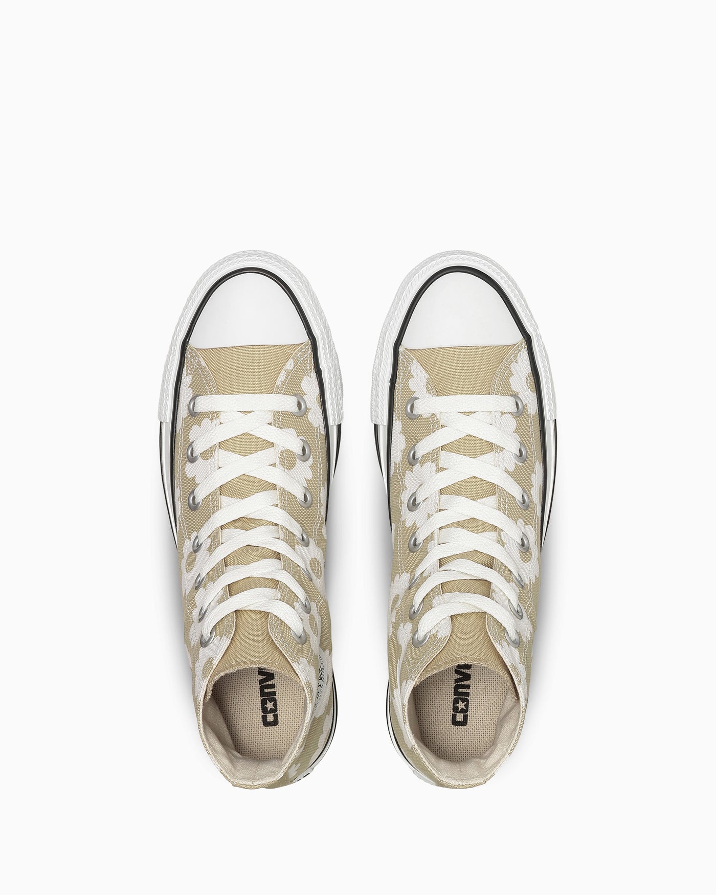 Shop Converse All Star 花朵印花高筒運動鞋 奶油黃/白 31318121