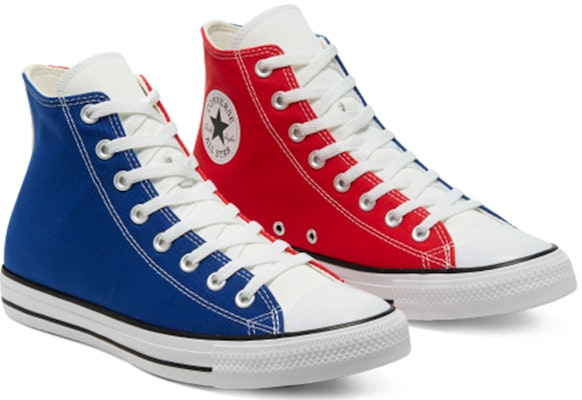 White blue 2025 and red converse