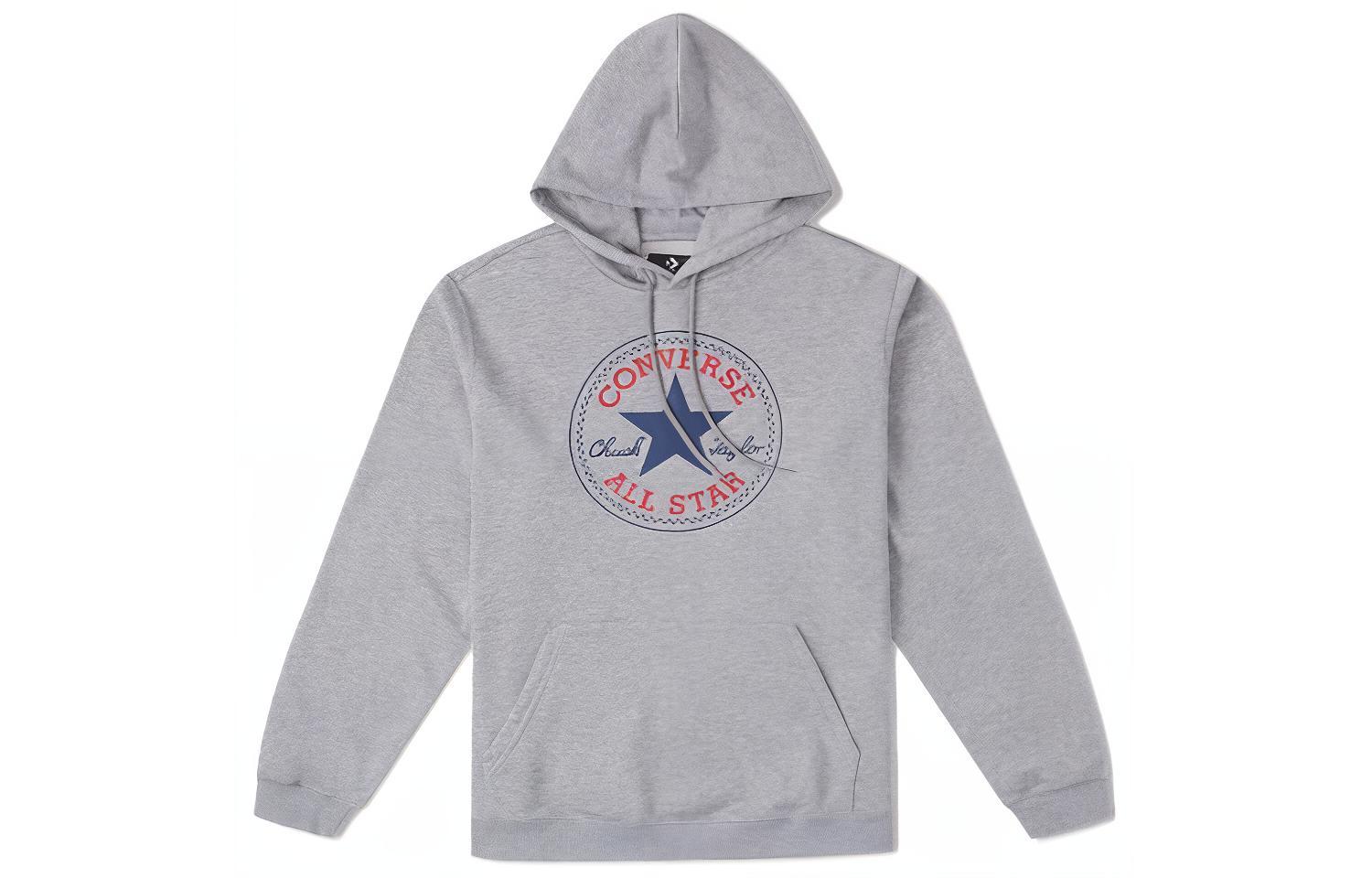 Converse All Star Letter Print Star Patch Sweatshirt Unisex Light Grey 10025469-A03