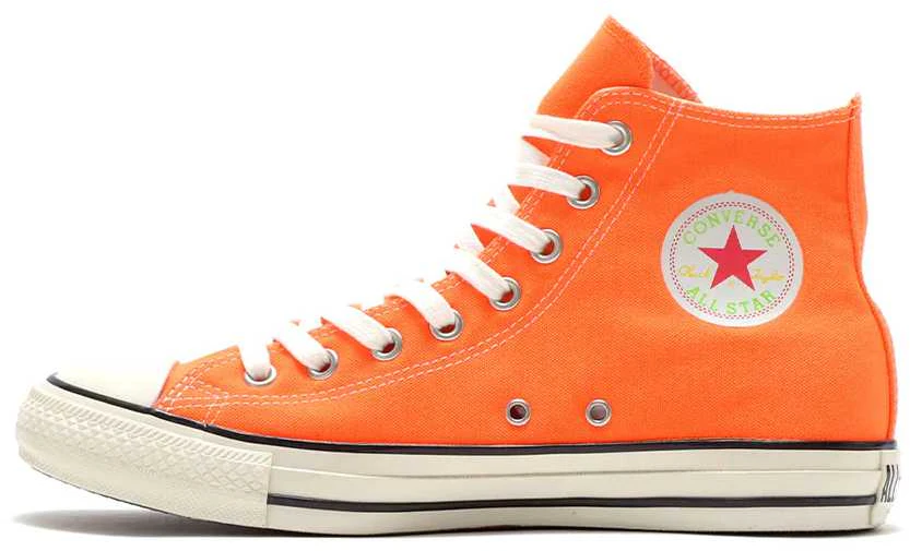 Neon orange converse best sale high tops