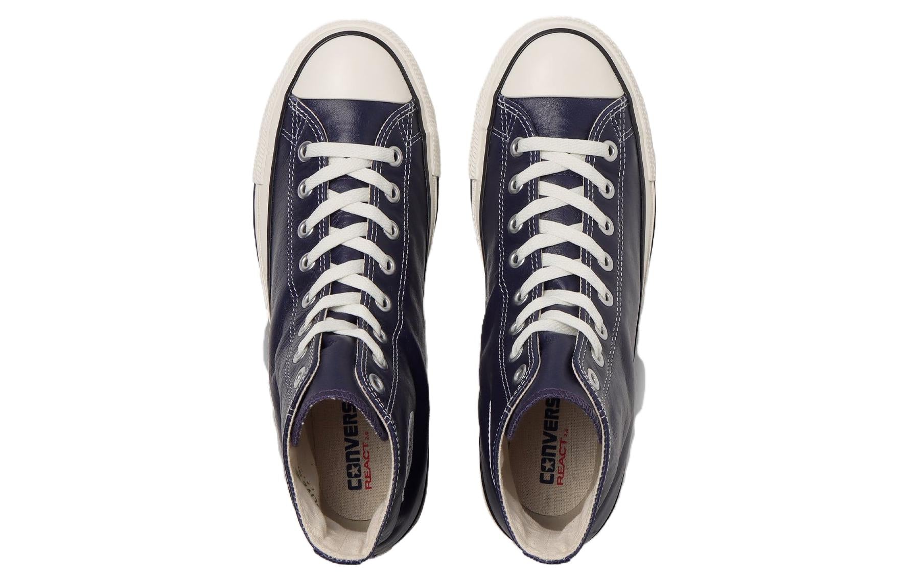 Shop 컨버스 올스타 네이비 가죽 하이탑 (올리브 그린 accent) 31308270