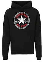 Converse All Star Patch Fleece Hoodie Black Unisex Pullover with Graphic Print 10025470-A01 Converse All Star Patch Fleece Hoodie Black Unisex Pullover with Graphic Print 10025470-A01