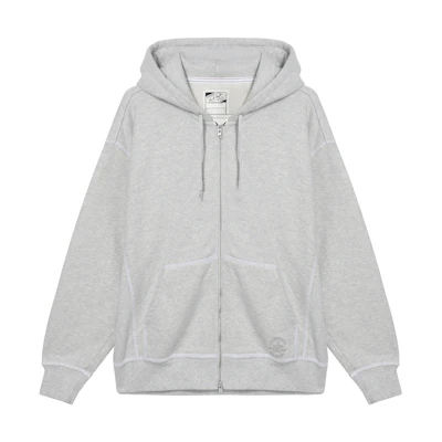 Converse All Star Plain Hooded Loose Zip-Up Hoodie Unisex Light Gray 10026899-A03