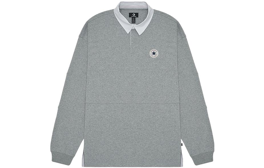 Converse All Star Plain Polo Sweatshirt Gray Casual Style 10025229-A02