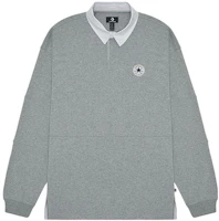Converse All Star Plain Polo Sweatshirt Gray Casual Style 10025229-A02 Converse All Star Plain Polo Sweatshirt Gray Casual Style 10025229-A02