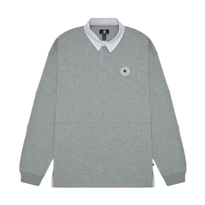 Converse All Star Plain Polo Sweatshirt Gray Casual Style 10025229-A02