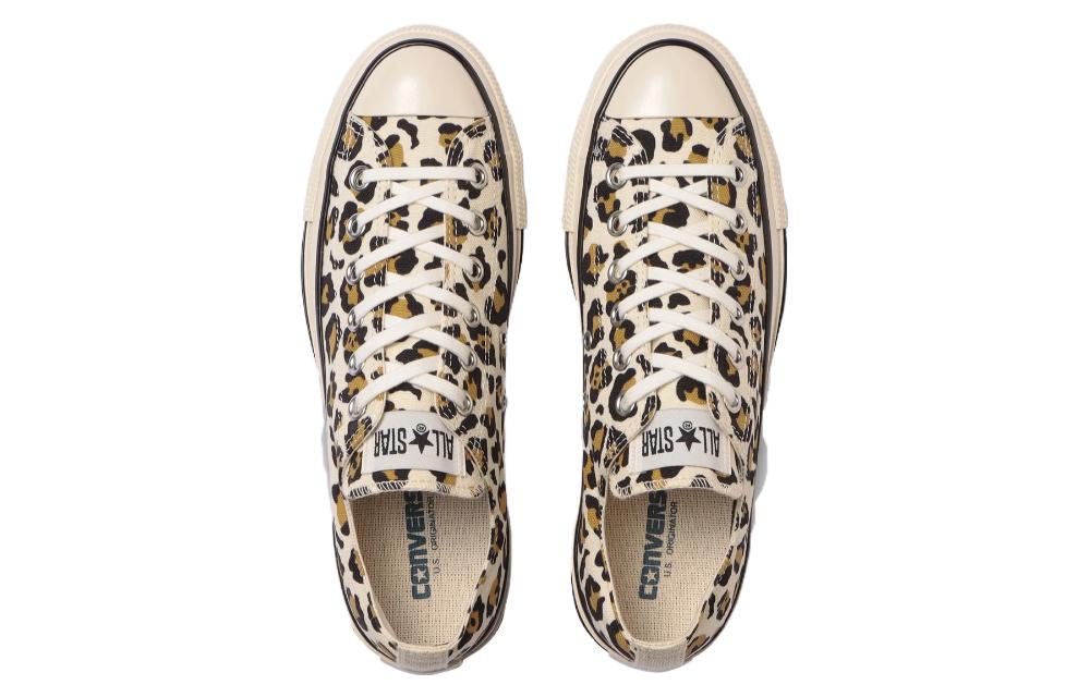 Shop Converse All Star Us Leopard Ox 潮流舒適 防滑耐磨 低筒 帆布鞋 男女同款 白棕 日版