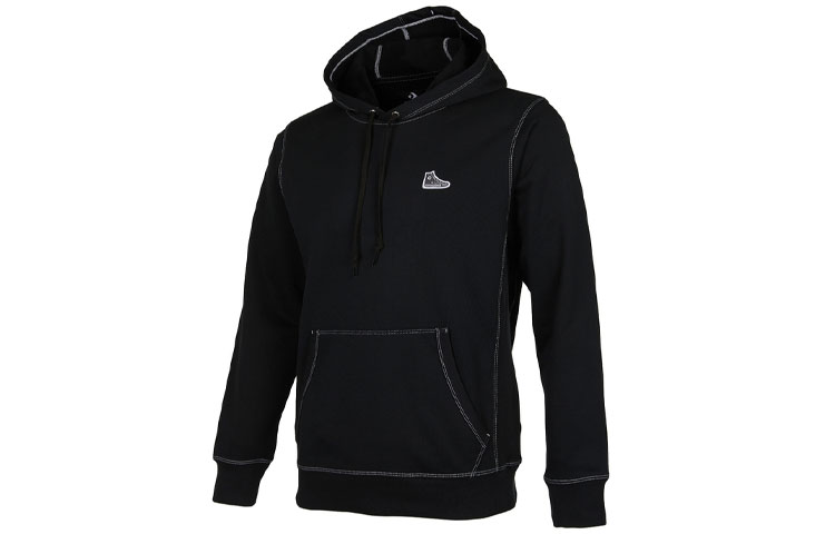 Converse Alphabet Print Pullover Hoodie Unisex - Black 10022198-A07