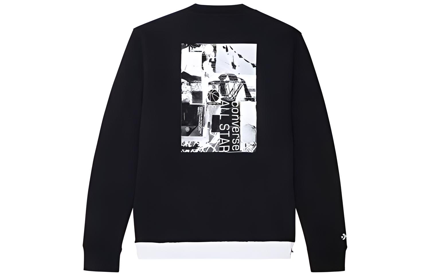 Converse Black and White Adjustable Crewneck Sweatshirt Black 10019975-A03