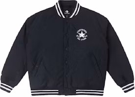 Converse Black Colorblock Striped Letter Print Baseball Jacket Long Sleeve 10025261-A03 Converse Black Colorblock Striped Letter Print Baseball Jacket Long Sleeve 10025261-A03