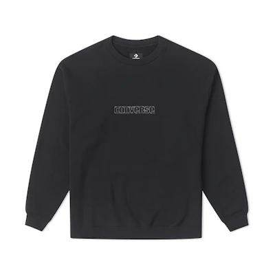 Converse Black Crewneck Pullover Sweatshirt Casual Solid Color 10027103-A01
