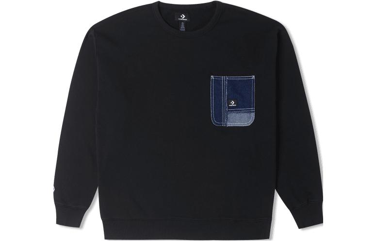 Converse Black Crewneck Pullover Sweatshirt with Pocket Detail 10025519-A03