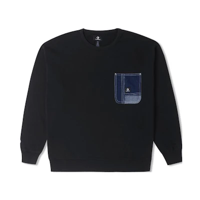 Converse Black Crewneck Pullover Sweatshirt with Pocket Detail 10025519-A03