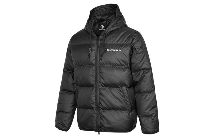 Converse Black Down Jacket Winter Puffer Coat Hooded Warm Outerwear. 10021981-A01