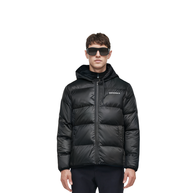 Purchase Chaqueta de Invierno Negra Converse Acolchada con Capucha Abrigada. 10021981-A01