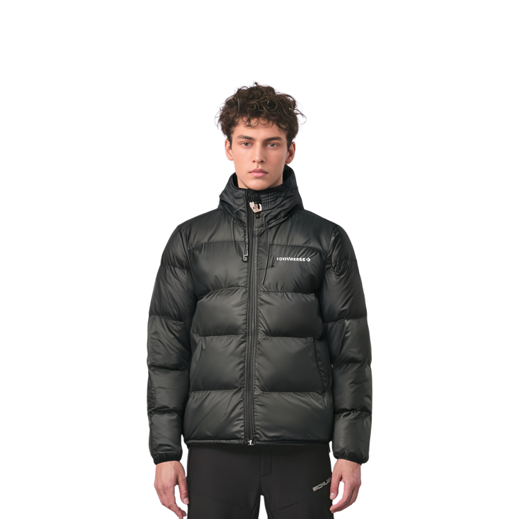 Details for Chaqueta de Invierno Negra Converse Acolchada con Capucha Abrigada. 10021981-A01