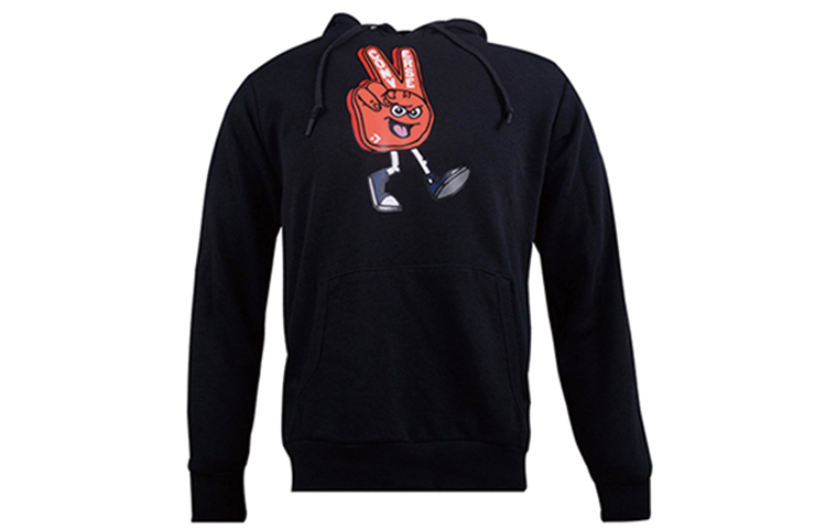 Converse Black Hoodie with Finger Letter Print Design 10019083-A01